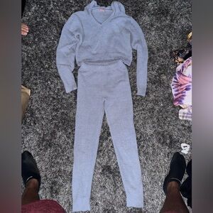 Cozy Gray Knit Sweater and Pants Set